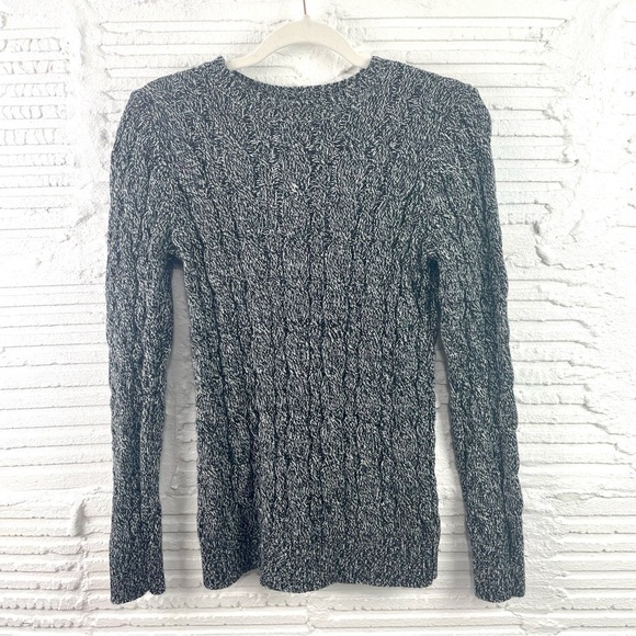 Lands' End Drifter Sweater Black Heather Cable Knit Crewneck Pullover XS - Picture 1 of 16